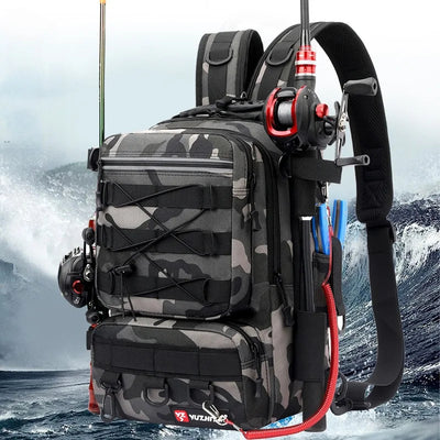 fishing backpack with rod holder